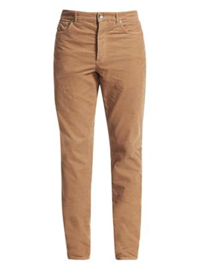 Brunello Cucinelli Straight-leg Corduroy Pants In Caramel