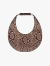 STAUD STAUD BROWN MOON SNAKE PRINT LEATHER SHOULDER BAG,1599166NATS14103287