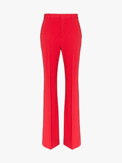 Balenciaga Mid-rise Kick Flare Trousers In Red