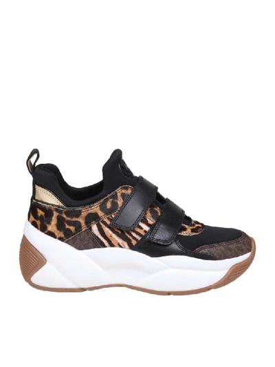 Michael Kors Keeley Sneakers In Leather And Fabric In Multicolour
