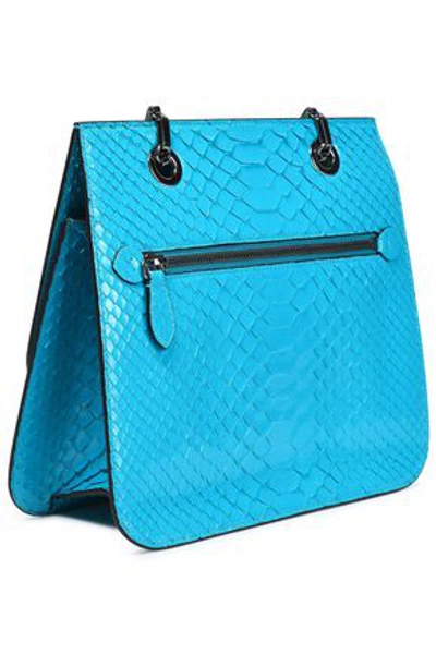 Mark Cross Woman Python Shoulder Bag Turquoise In Blue