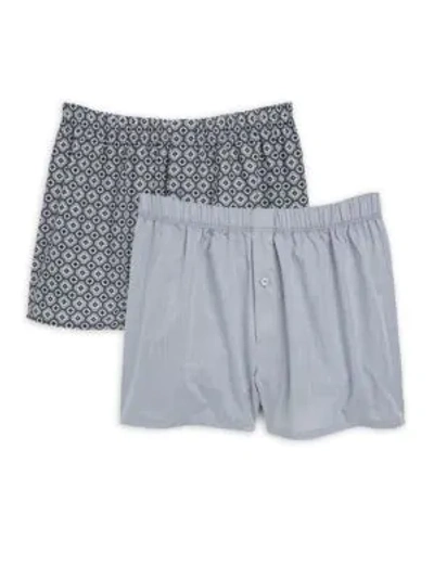Hanro 2-pack Woven Boxers In Grey Multi