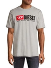 Diesel Embroidered Logo Cotton Tee In Grey