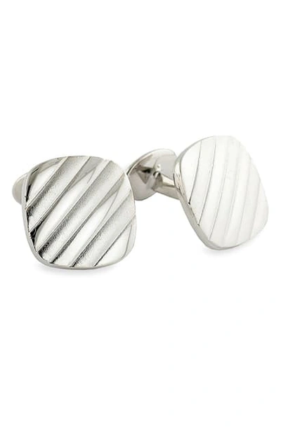 David Donahue Textured Cuff Links In Silver Square