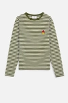 AMI ALEXANDRE MATTIUSSI LONG SLEEVED STRIPED T SHIRT WITH SMILEY PATCH,SMIJ1197213816981