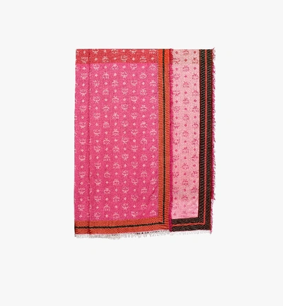 Mcm Monogram Jacquard Border Scarf In Pink Flambe