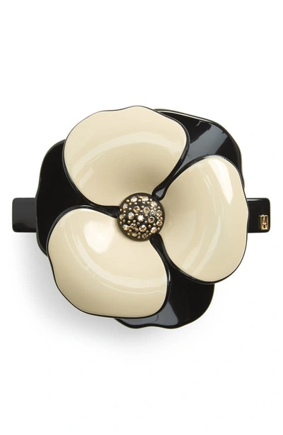 Alexandre De Paris Alexandre De Pairs Timeless Camelia Liserai Hair Clip In Beige/ Black