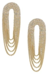 Ettika Crystal Drape Fringe Earrings In Gold