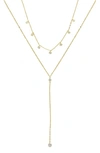 Ettika Simplistic Crystal Layered Lariat Necklace Set In Gold
