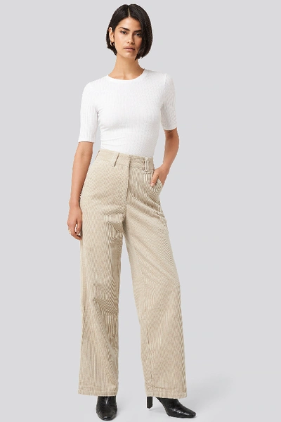 Na-kd Classic Corduroy Wide Leg Suit Trousers - Beige In Sand