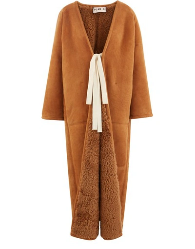 Plan C Shearling Coat In 00m35