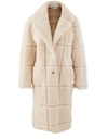 Off-white Oversized Shearling Coat In Beige