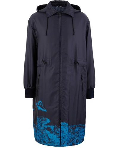 Valentino Time Traveller Parka In Black Turquoise