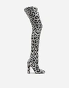 DOLCE & GABBANA LEOPARD PRINT JERSEY OVER THE KNEE BOOTS