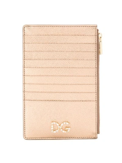Dolce & Gabbana Zipped Card Holder In Yellow