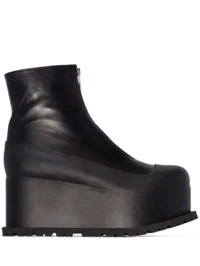 Sacai 80mm Platform Ankle Boots In 001 Black