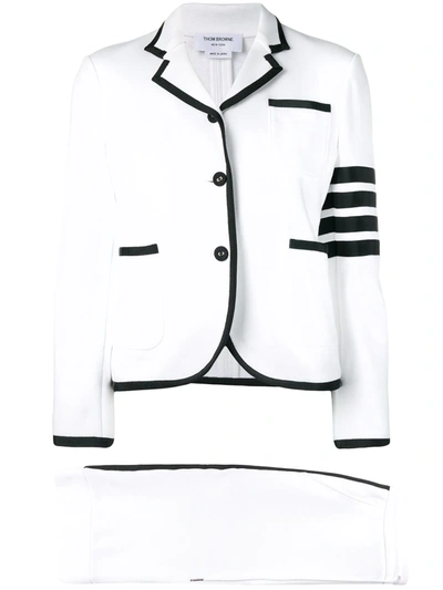 Thom Browne 4 条纹西服套装 In White
