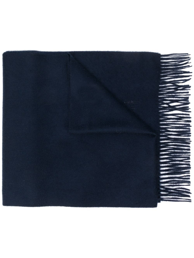 Mackintosh Embroidered Cashmere Scarf In Blue