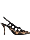 Dolce & Gabbana Lori Leopard-jacquard Slingback Pumps In Animal Print