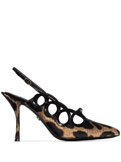 Dolce & Gabbana Lori Leopard-jacquard Slingback Pumps In Animal Print