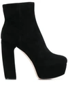 Miu Miu Suede Block-heel Platform Booties In F0002 Black