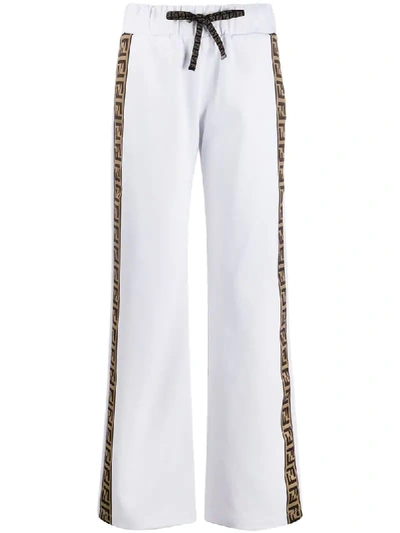 Fendi Ff Motif Stripe Track Trousers In White