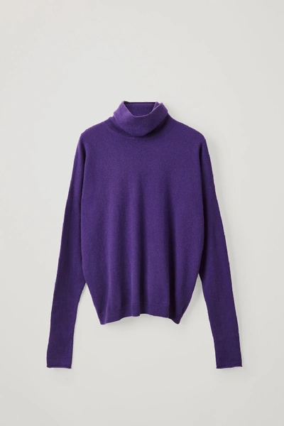 Cos Roll-neck Cashmere Jumper In Purple