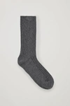 Cos Ribbed Cashmere Socks In Grey