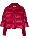 RED VALENTINO RED(V) KNITTED SLEEVES ZIPPED PUFFER JACKET