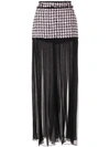 BALMAIN HOUNDSTOOTH SHEER PLEATED SKIRT