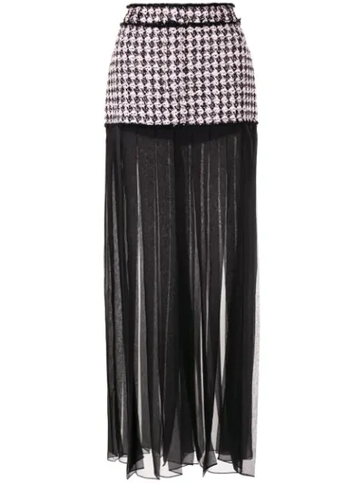 Balmain Embellished Wool-blend Bouclé-tweed And Chiffon Maxi Skirt In Black