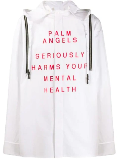 Palm Angels Hooded Printed Shirt In White