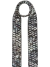 BURBERRY FISH-SCALE AND SEA PRINT SKINNY SCARF