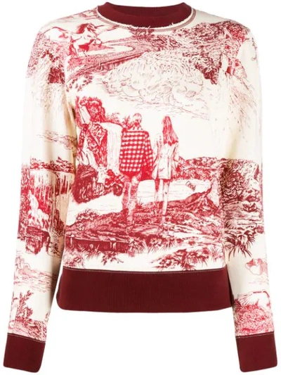 Chloé Toile De Jouy Print Crew Neck Jumper In White