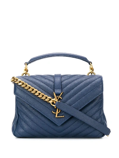 Saint Laurent College Medium Leather Bag In Blue