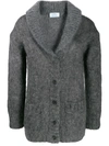 Prada V-neck Chunky Knit Cardigan In Grau