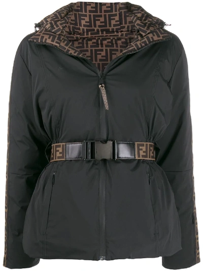 Fendi Rama Reversible Ff-print Shell-down Ski Jacket In Black