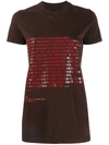 RICK OWENS DRKSHDW TEXT PRINT T-SHIRT