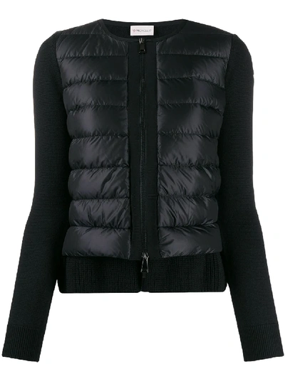 Moncler Zip Front Padded Jacket In 999 Black