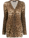 Dolce & Gabbana V-neck Long-sleeved Cardigan In Brown