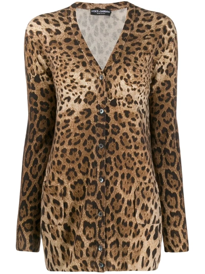 DOLCE & GABBANA LEOPARD-PRINT CASHMERE CARDIGAN