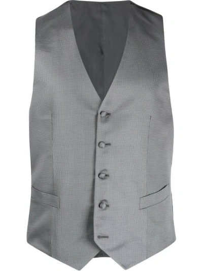 Canali Embroidered Slim-fit Waistcoat In Grey