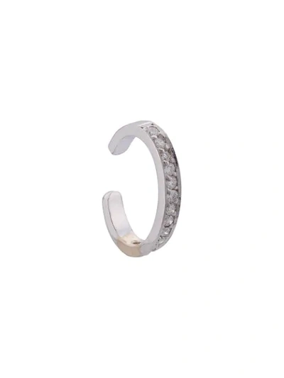 Anita Ko Single Row Diamond Ear Cuff In White Gold In Silver