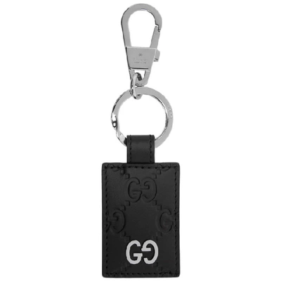 Gucci Gg-embossed Leather Keyring In Nero