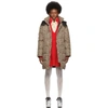 GUCCI GUCCI BEIGE AND BLACK DOWN OVERSIZED GG COAT