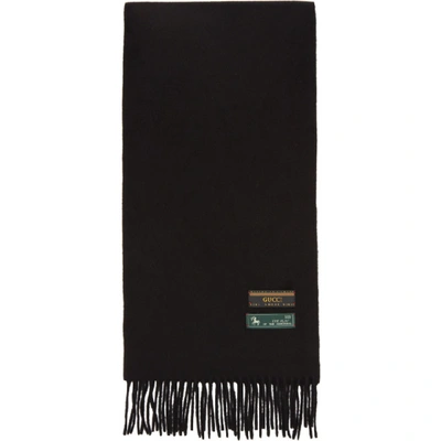 Gucci Fringed Mélange Wool And Cashmere-blend Scarf In Black