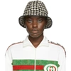 GUCCI GUCCI BLACK AND WHITE HOUNDSTOOTH FEDORA