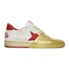 GOLDEN GOOSE GOLDEN GOOSE WHITE AND GOLD BALL STAR SNEAKERS