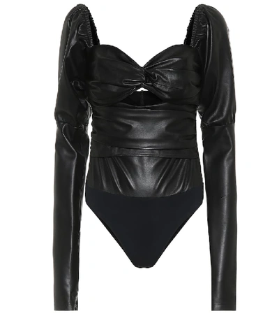 Zeynep Arcay Leather Bodysuit In Black
