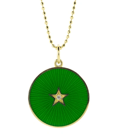 Andrea Fohrman Green Enamel Star Necklace In Ylwgold